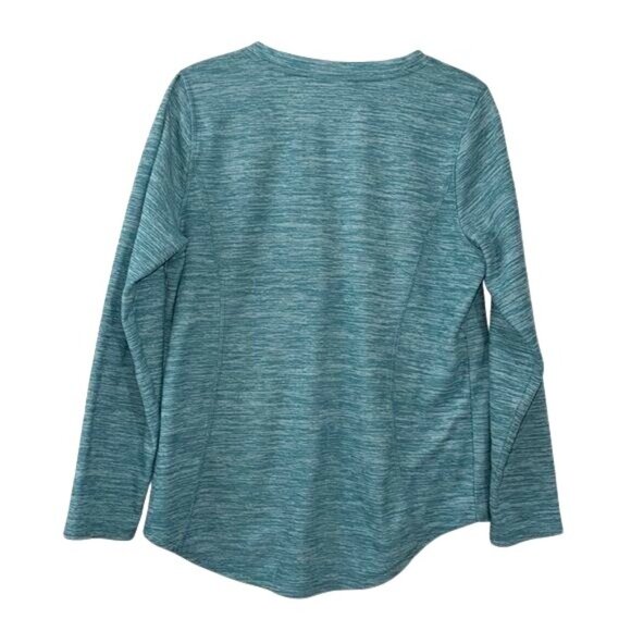 St Johns Bay Active Teal Long Sleeve V-Neck Pullover Top Size L 100% Polyester - Picture 6 of 6